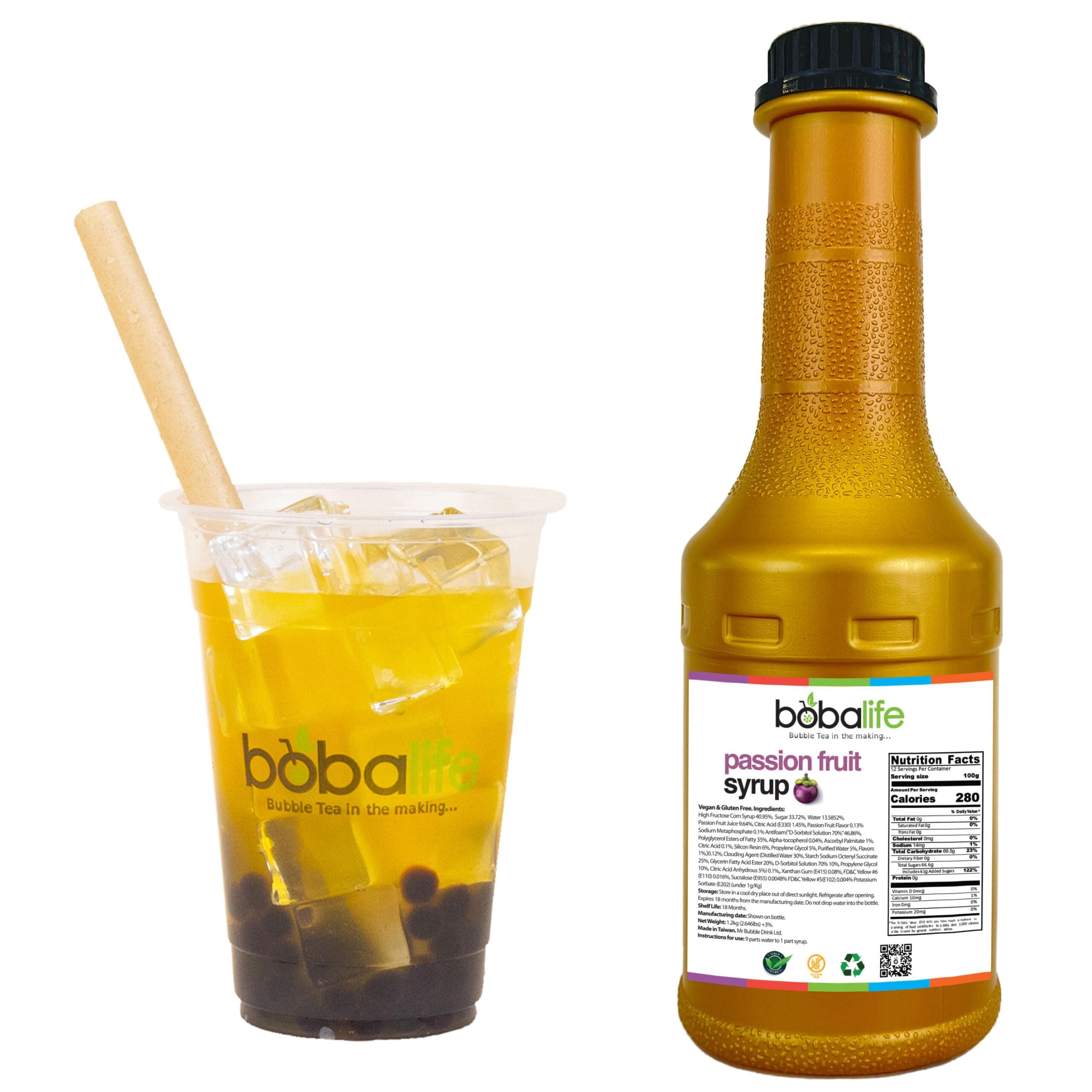 Passion Fruit Bubble Tea Syrup (1.2kg) | 25-30 Servings (Variable Serving Size) | Premium & Authentic Ingredients | Vegan & Gluten Free