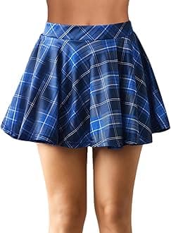 AvidlovePleated Mini Skirt Plaid Skirts High Waist A Line Skater Skirt for Lingerie Schoolgirl