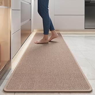 Durable Non-Slip Kitchen Mats，Kitchen Mats in Front of Sink,Quick Drying Mat for Kitchen Counter, 17x59 Brown Water and Oil Absorbent Runner Rugs for Kitchen