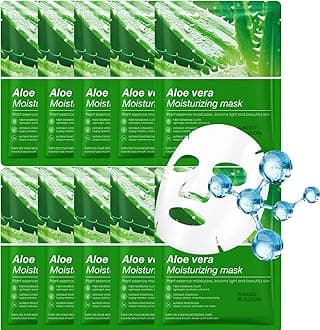 Collagen Essence Sheet Facial Masks, Pack of 10 Hydrating Facial Sheet Mask, Moisturizing Anti-Aging Facial Mask Packs for Daily Skin Care Spa