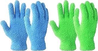 Evridwear Microfiber Gloves for Plant Dusting,2 Pairs Reusable Leaf Cleaning Glove for Houseplants,Blinds,Furniture and Small Objects