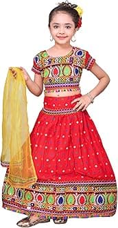 AHHAAAA Kids Ethnic Cotton Blend Radha Dress Lehenga Choli Chania Choli Set For Baby Girls