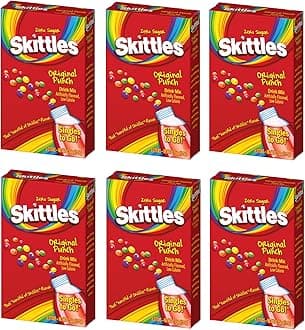 SINGLES TO GO! Original Punch Skittles Drink Mix - 6 Boxes (Pack of 6)