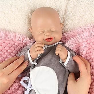 Vollence 16 inch Sleeping Full Body Silicone Baby Dolls Boy, Soft Newborn Reborn Silicone Babies for Kids Gifts - Boy