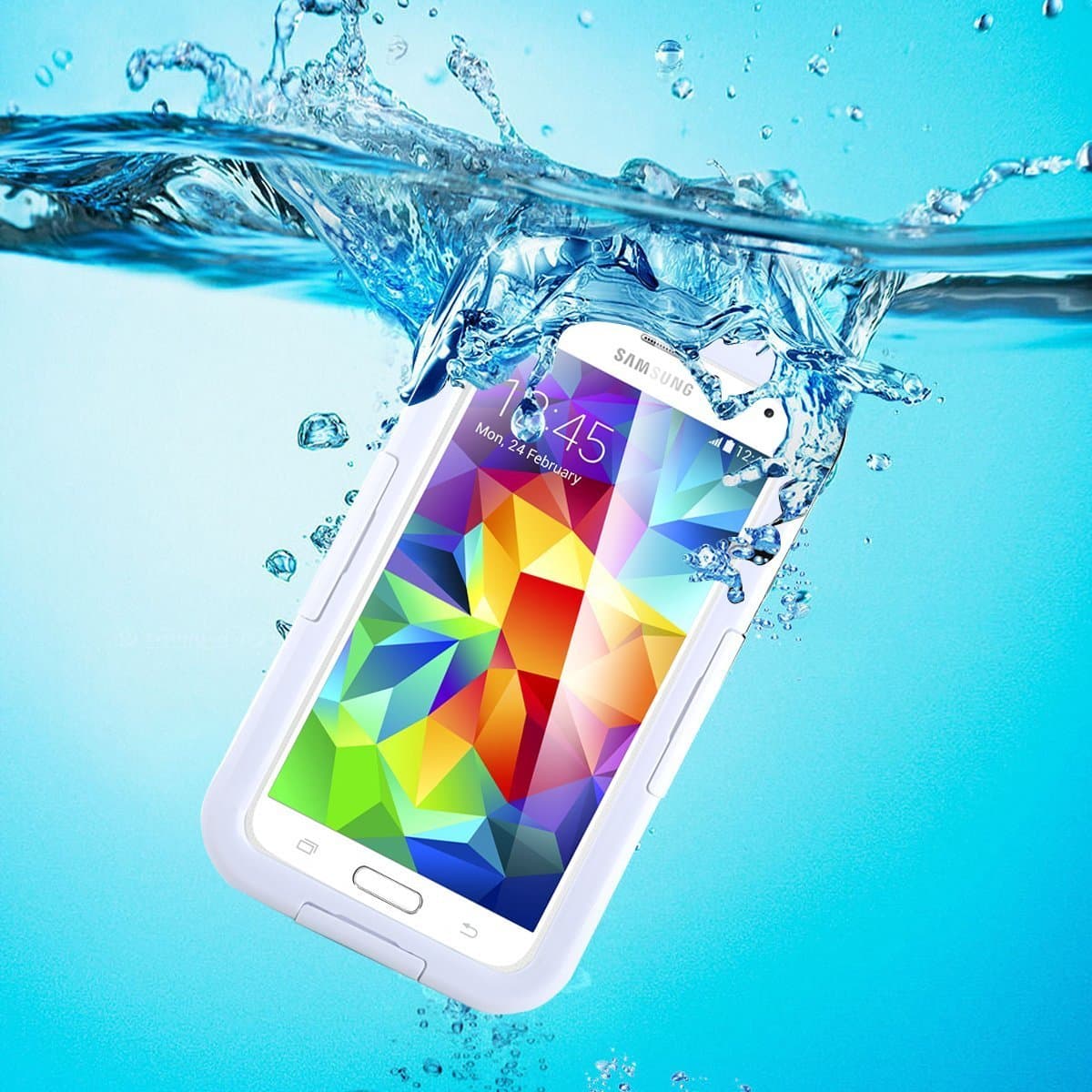 Galaxy S5 Case, Ovis Samsung Galaxy S5 Case, Durable 100% Waterproof Shockproof Crashproof Dustproof Ocean proof Dirt proof Snow proof Sand proof Hard Protective Case with Hand Strap for Samsung Galaxy S5 (White)