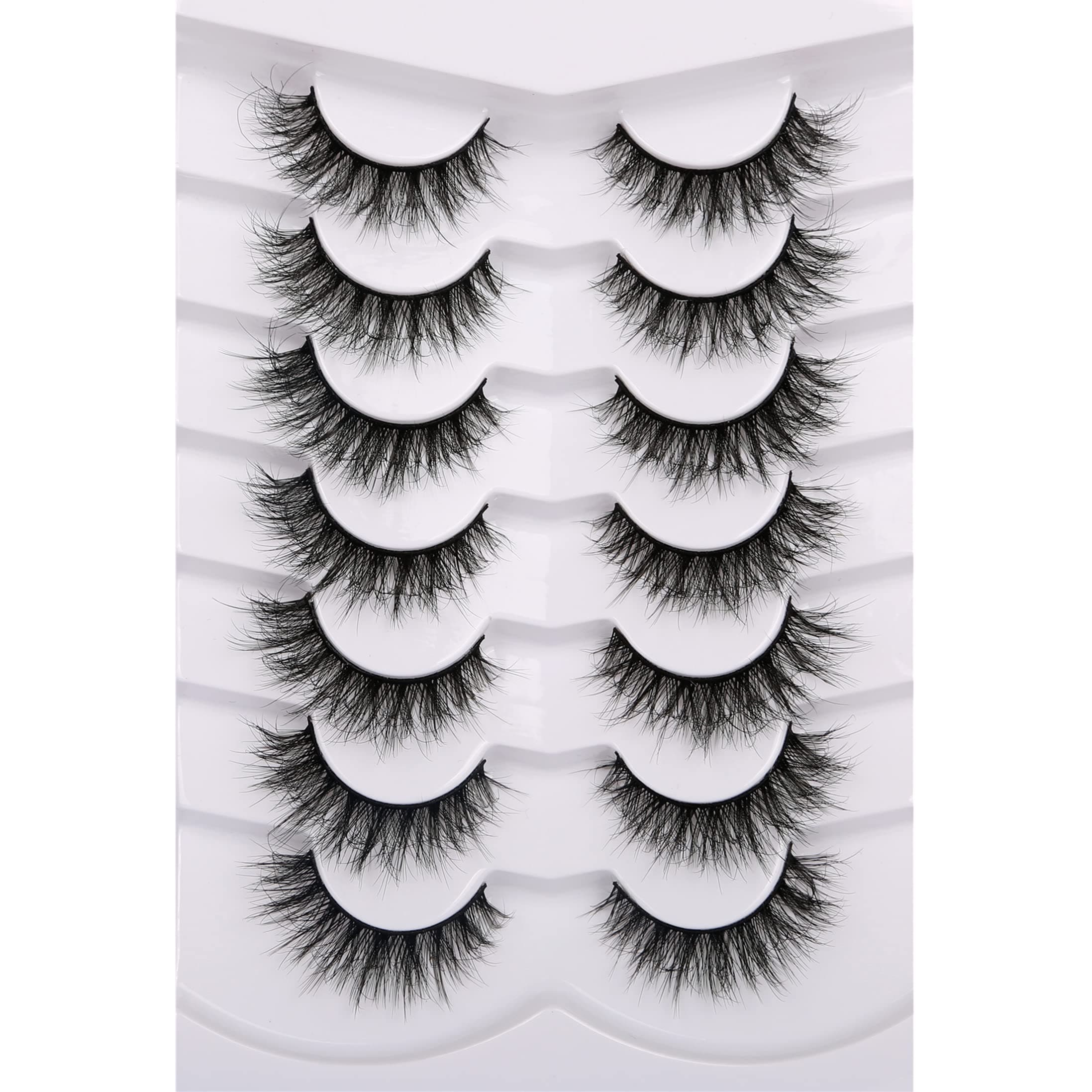 Pooplunch False Eyelashes Cat Eye Lashes Volume 8D Thick Mink Lashes Natural Synthetic False Eyelashes Pack of 7 Pairs (Pack of 1) Black