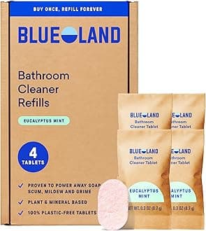 Bathroom Cleaner, 4-Pack Refill, Eucalyptus Mint Scent, Eco-Friendly Cleaning Supplies, 4 x 24 Fl oz