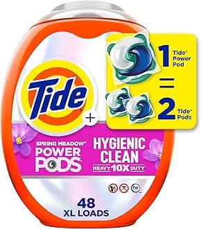Tide Hygienic Clean Heavy 10x Duty Power PODS Laundry Detergent Soap Pods, Spring Meadow, 48 count, For Visible and Invisible Dirt