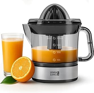 Lebenlang Lemon Squeezer Electric High Juice Yield Juicer, Orange Squeezer 2 Directions of Rotation Electric Fruit Press with 2 Cones Stainless Steel