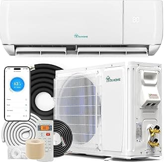 - 12000 BTU Mini Split Air Conditioner Heat Pump System, Wifi Enabled 20 SEER2 115V Inverter Ductless AC Cool Up to 750 Sq. Ft, Compatible with Alexa, Complete Installation Kit, White