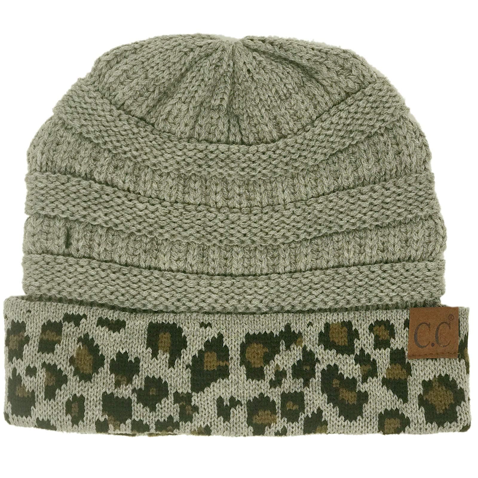 C.CCC Winter Fall Trendy Chunky Stretchy Cable Knit Beanie Hat