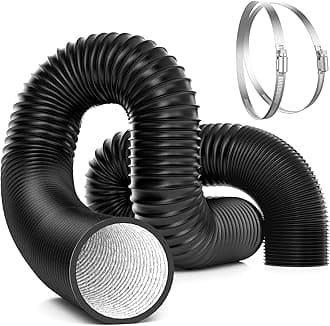 VIVOSUN Dryer Vent Hose, 8 inch Aluminum Foil Ducting, 25FT Long Heavy-Duty Dryer Hose Vent Kit for HVAC Ventilation, Exhaust, Duct Fan Systems, Black Flexible Air Duct w/ 2 Clamps