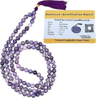 Crystal Japa Mala - 108 Beads Buddhist Prayer Beads - AAA Grade Original Healing Gemstone Agate Mala for Yoga Meditation Spiritual Reiki Feng Shui