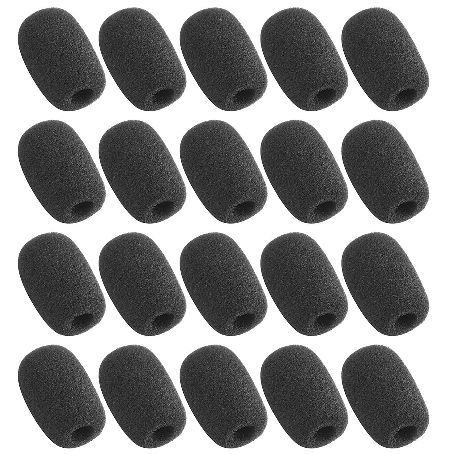 20 Piece Black L 35mm x D10mm Mini Microphone Headset Windscreen Foam Mic Cover