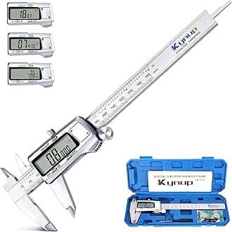 Kynup Digital Caliper, Caliper Measuring Tool, Micrometer Dial Vernier Caliper with Large LCD Screen, Full Turn Off, Stainless Steel, Switch from Inch Metric Fraction (6Inch/150MM)