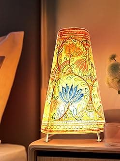 Handicraft Leather Table Lamp for Home Decoration | Handmade Side Table Lamp Shade for Bedroom Decor | Decorative Festival Gift for Living Room, Desk, Spiritual Décor | Lotus Bloom