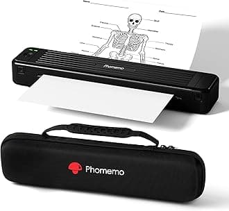 Phomemo P831 Portable Printer A4, 300dpi HD Thermal Transfer Printers for Invoice, Contract and Business Trip, Monochrome Printer A4 Compatible with Android and iOS, with 1 Bag, Black
