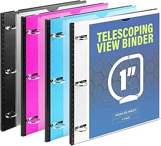 WOT I Telescoping 3 Ring Binder 1 Inch-4PCS, Flexible Binder with Expandable ...