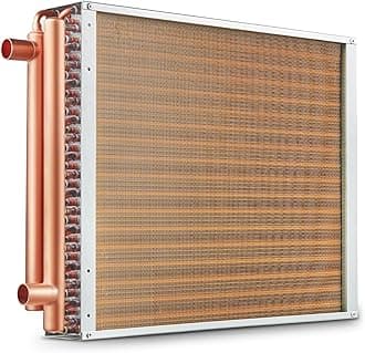 - VEVOR Heat Exchanger Water to Air, 18"x 20" with 3-Row 3/8" Copper Ports, 242 Aluminum Fins Heat Exchanger for Outdoor Wood Furnaces, Residential Heating and Cooling, and Forced Air Heating