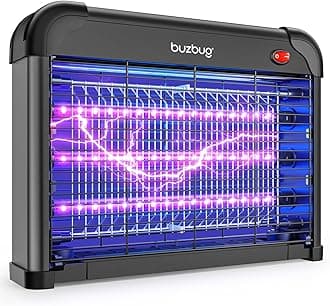 Buzbug LED Bug Zapper Indoor, 3 Lamps, 3800V High-Voltage, Electric Mosquito Zapper, Fruit Fly Mosquito Moth Gnat Trap, Killer, Zapper -MA009 (All Black)