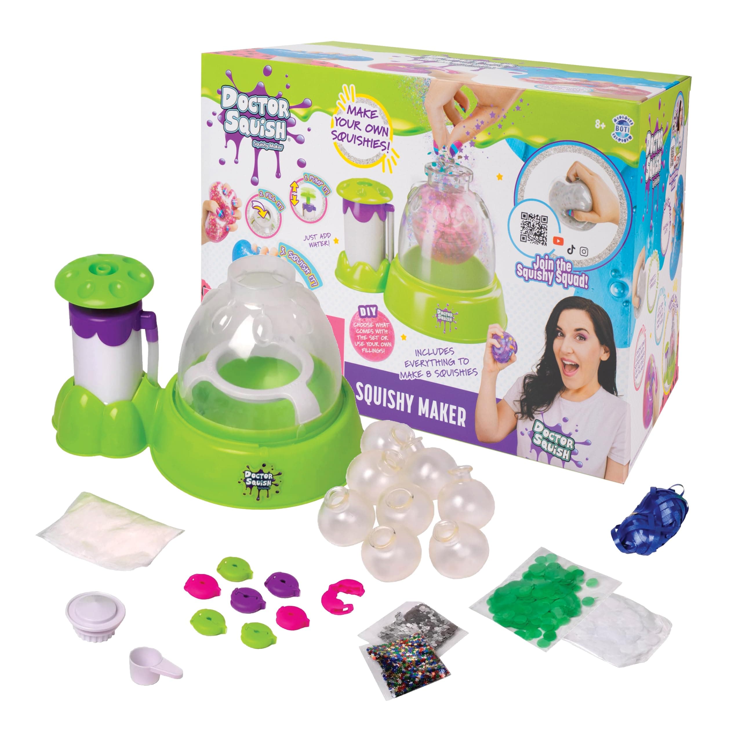 Doctor Squish Squishy Maker Station | DIY Make Your Squishies Kit | All Inclusive with Sparkles & Slime Powder | Ages 8 & Up