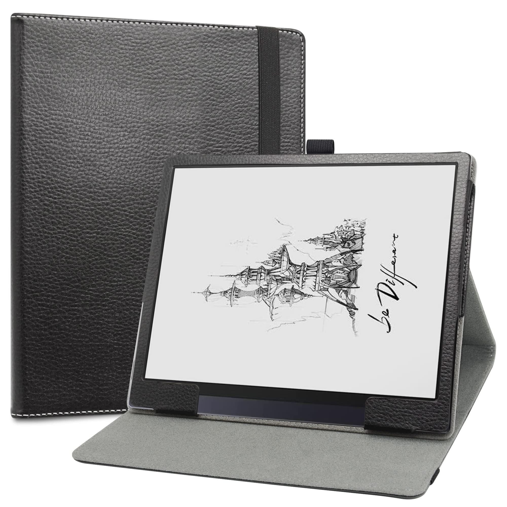 Folio Stand PU Leather Case for BOOX Tab Ultra 10.3 Inch Tablet ePaper, Black