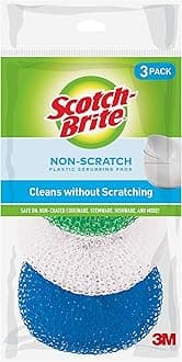 - Non-Scratch Plastic Scrubbing Pads, Cleans Dishes Without Scratching, 3 Scrubbing Pads
