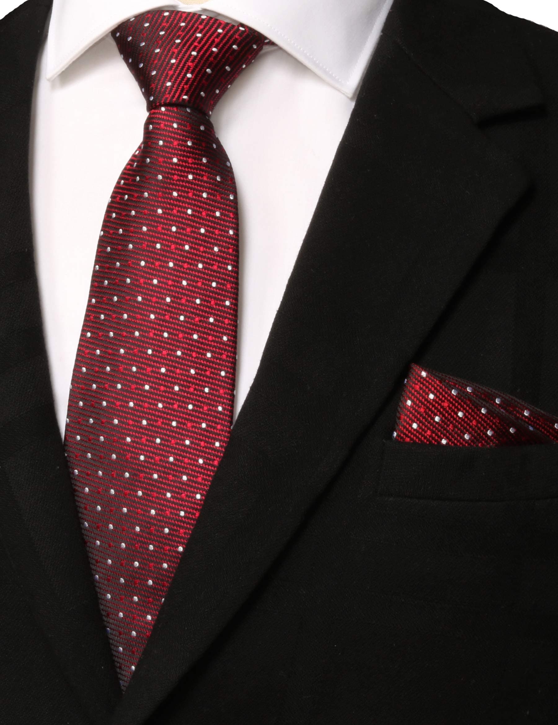 Elegant Burgundy Dots Tie and Pocket Square Set