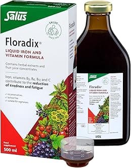 Floradix Liquid Iron & Vitamin Supplement 500ml. Contributes to The Reduction of Tiredness. No preservatives. Suitable for Women, Children 3+, During Pregnancy and Vegetarians.