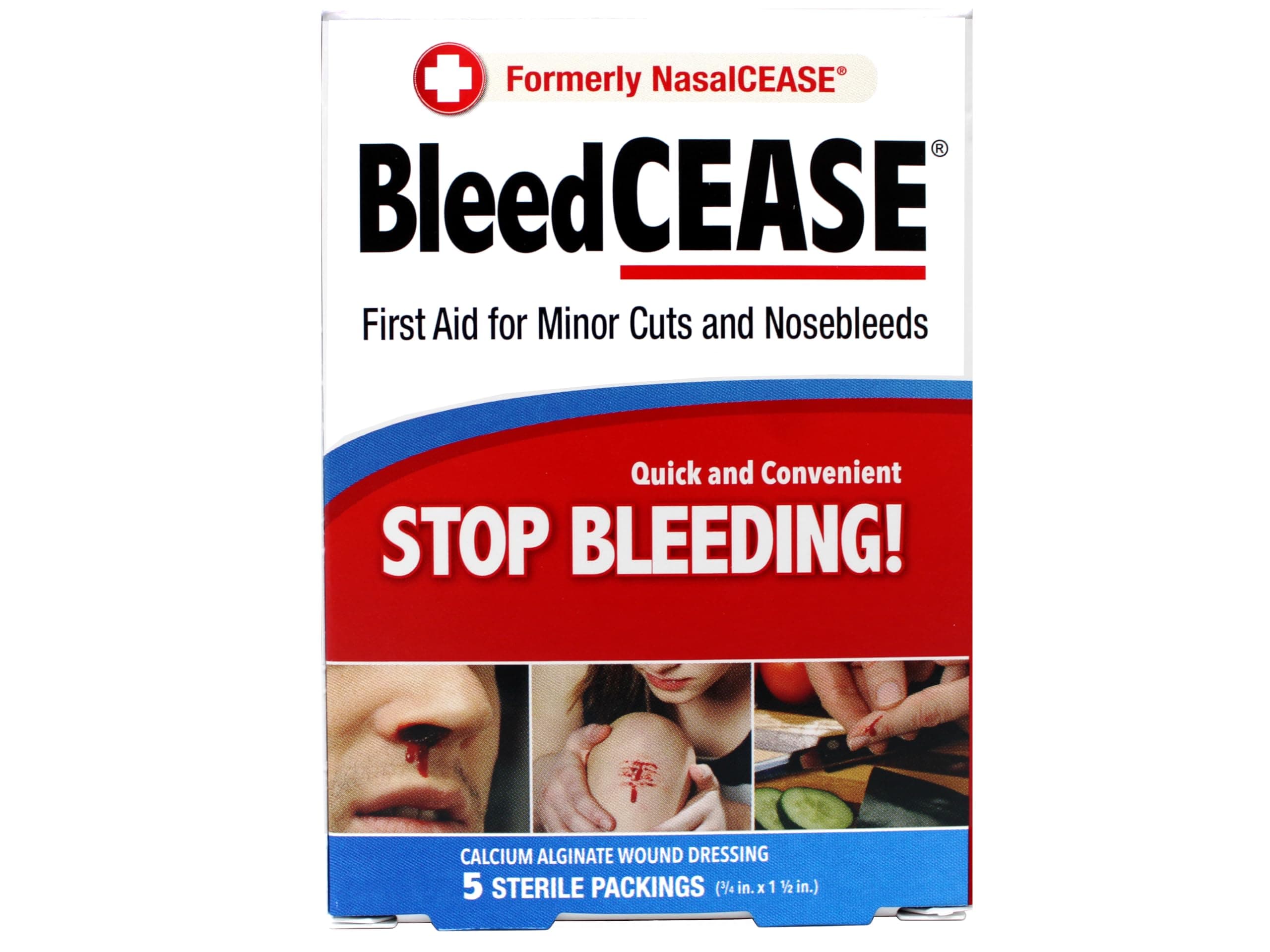 BleedCEASE First Aid, White, 5 Count