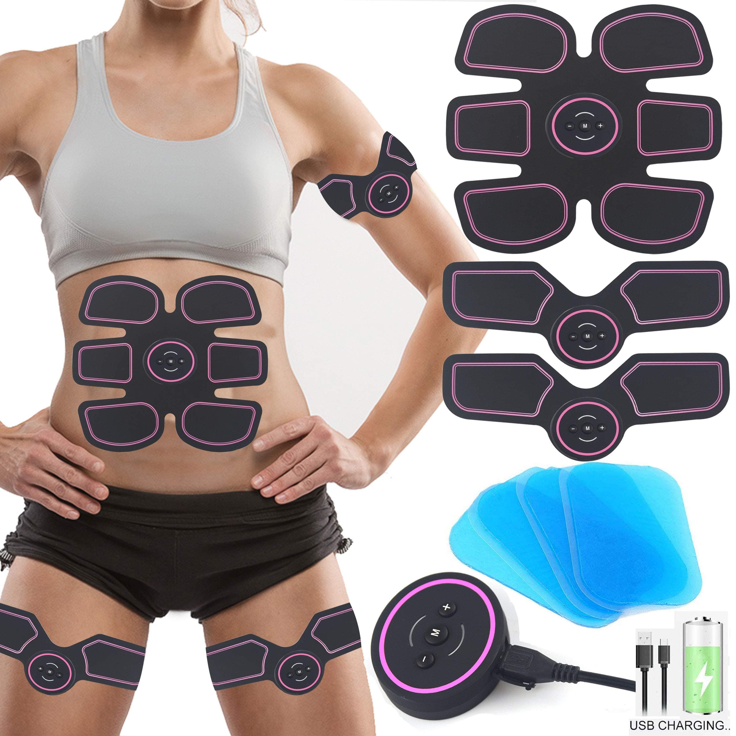 ABS Trainer Muscle Stimulator, Abdominal Exerciser Equipment Stomach Exerciser EMS Muscle Toner Electric ABS Toner AB Belt ABS Simulator, Abdomen/leg/arm Gym Equipment At Home Workout For Men & Women