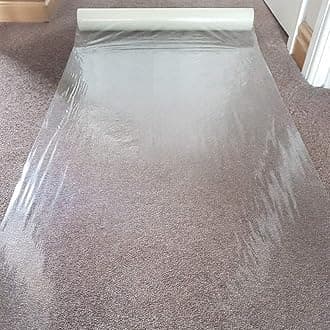 WINSOME 60 Micron Clear Carpet Protector Film Self Adhesive Roll Temporary Protecting Water Resistant Floor Dust Sheet Cover | 50m x 60cm Roll