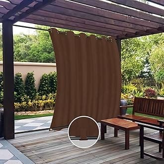 Easy-Going Outdoor Curtains Waterproof Windproof Weatherproof Curtain for Patio, Cabana, Porch, Pergola and Gazebo, Grommet Top and Tab Bottom Drape, 1 Panel, 110x108 inch, Brown
