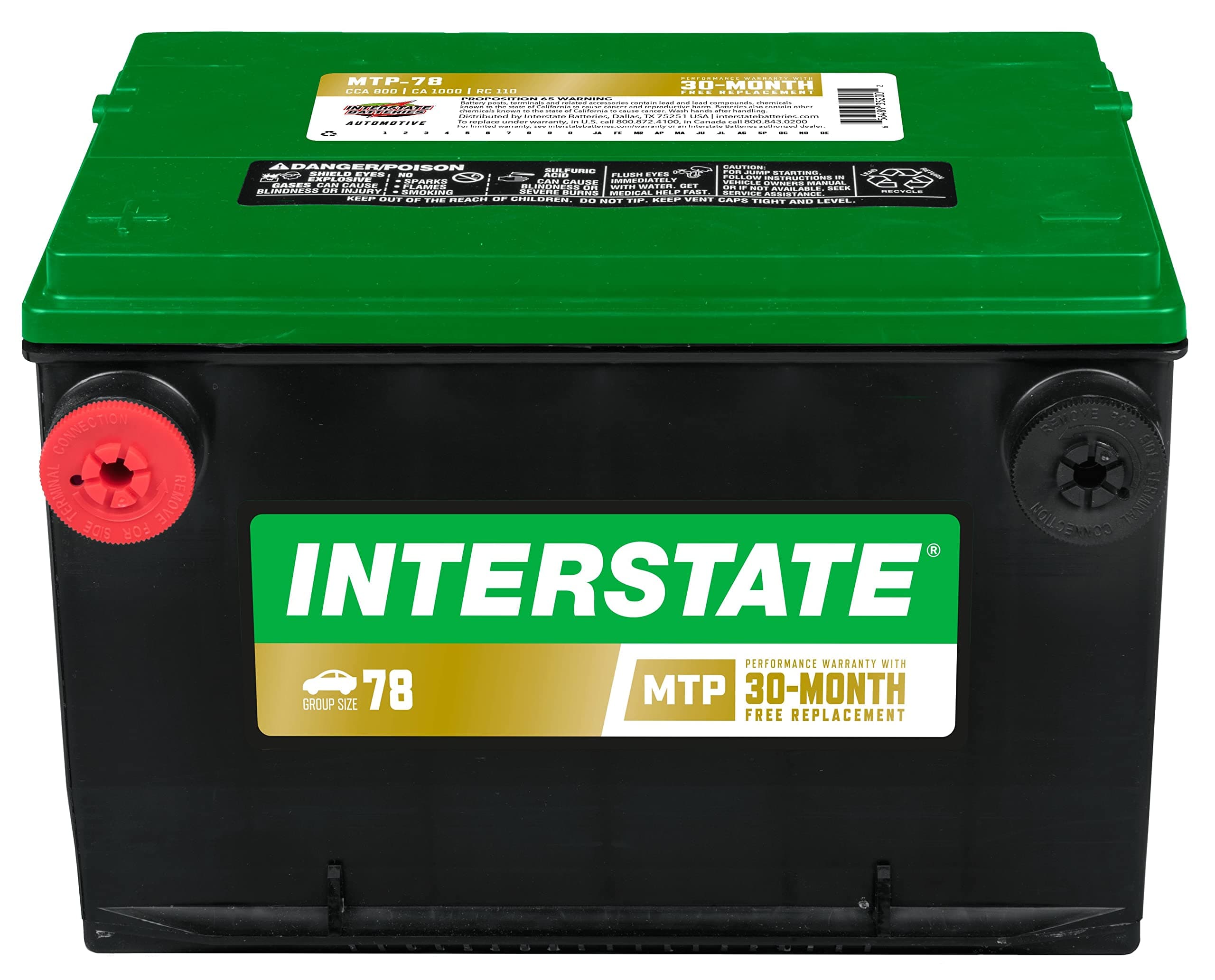 Interstate Batteries Group 78 Car Battery Replacement (MTP-78) 12V, 800 CCA, 30 Month Warranty, Replacement Automotive Battery for Cars, Trucks, SUVs, Cargo Vans