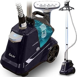 Heavy Duty Commercial Full-Size Garment Steamer with Foot Pedals and Extra Large 3L (101.5 oz) Water Tank, 1800 watts of Poweful Steam (Navy)