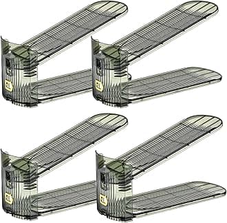 shoe slots organizer, Clear Shoe Stacker, Adjustable Level Shoe Rack,Storage Space Saver for Sneakers Display(Green Transparent, 4Pack)
