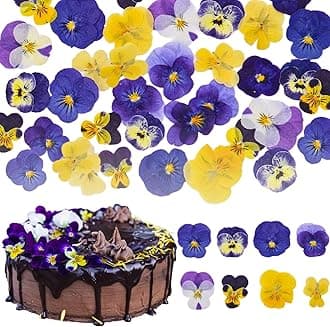 50 Pcs 8 Kinds Natural Dried Pressed Edible Flowers for Cake Topper Decorating - Mix Viola Tricolor for Cupcake Toppers, Cocktails, Resin Jewelry Making, DIY Art Crafts