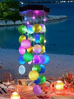 Toodour Solar Wind Chimes for Outside, Hanging Easter Pastel Lights with 2 Modes, Shells Light Gifts for Mom Grandma Wife, LED Outside Decorative Mobile Lights for Garden Yard Patio Easter Decorations