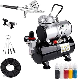 Airbrush Kit With Compressor AS-186K With Airbrush Gun, Air Hose, Cleaning brush & Paints for hobby, graphic and so on