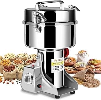 INSELY Grain Mill Grinder 2000g High Speed Food Grain Mill Stainless Steel Se...