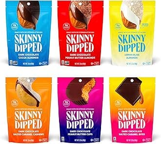 SkinnyDipped Faves Variety Pack, Healthy Snack, Plant Protein, Gluten Free, Pack of 6