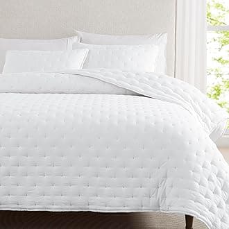 White Cloud Quilt Queen Size Bedding Set with Pillow Sham, Puffy Cozy Lightweight Bedspread Coverlet, Soft Cute Bed Cover for All Season - 3 Pieces, 90x90 inches