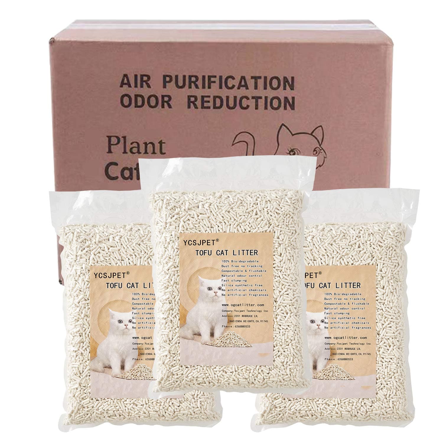 18lbs Tofu Cat Litter Fast-Clumping Multi-Cat Litter Flushable Litter Unscented and No Dust Pellets (Tofu Plant cat litter-18 Lbs)