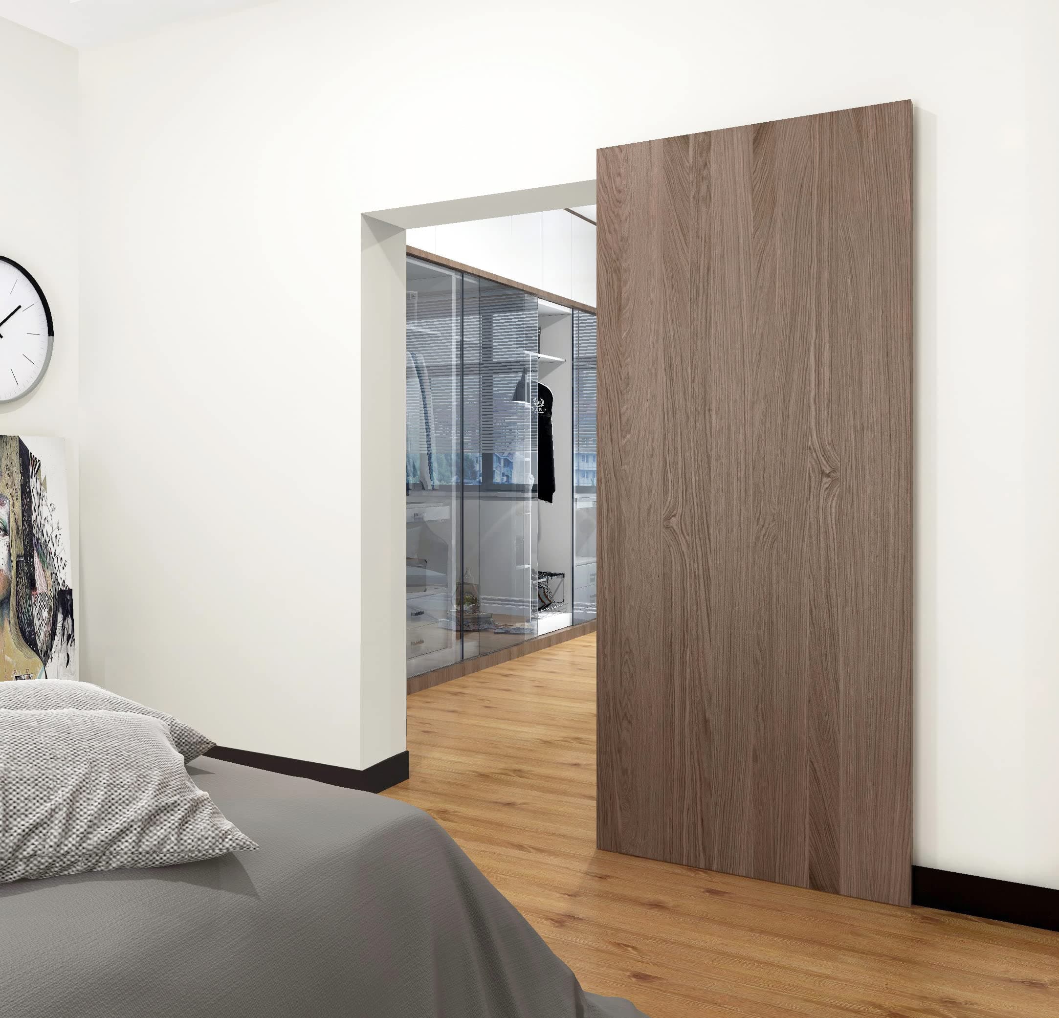 DIYHD 48" Concealed Sliding Barn Door Hardware with Soft Close Mechanism, No Floor Track, Fit Openning Width 40"~44"
