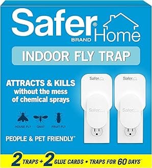 - Safer Home Indoor Plug-in Fly Trap - SH502-2SR - Effective Fruit Fly Traps for Indoors, Gnat Traps for House Indoor, 800 Total Sq Ft Protection - 2 Devices + 2 Glue Cards