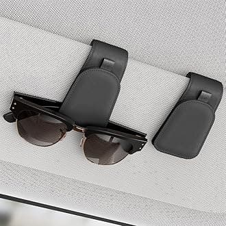 Sotfamily Sunglass Holder for Car Visor, Suede Cloth Magnetic Sunglass Organizer for Car Accessories, 2 Packs, Black