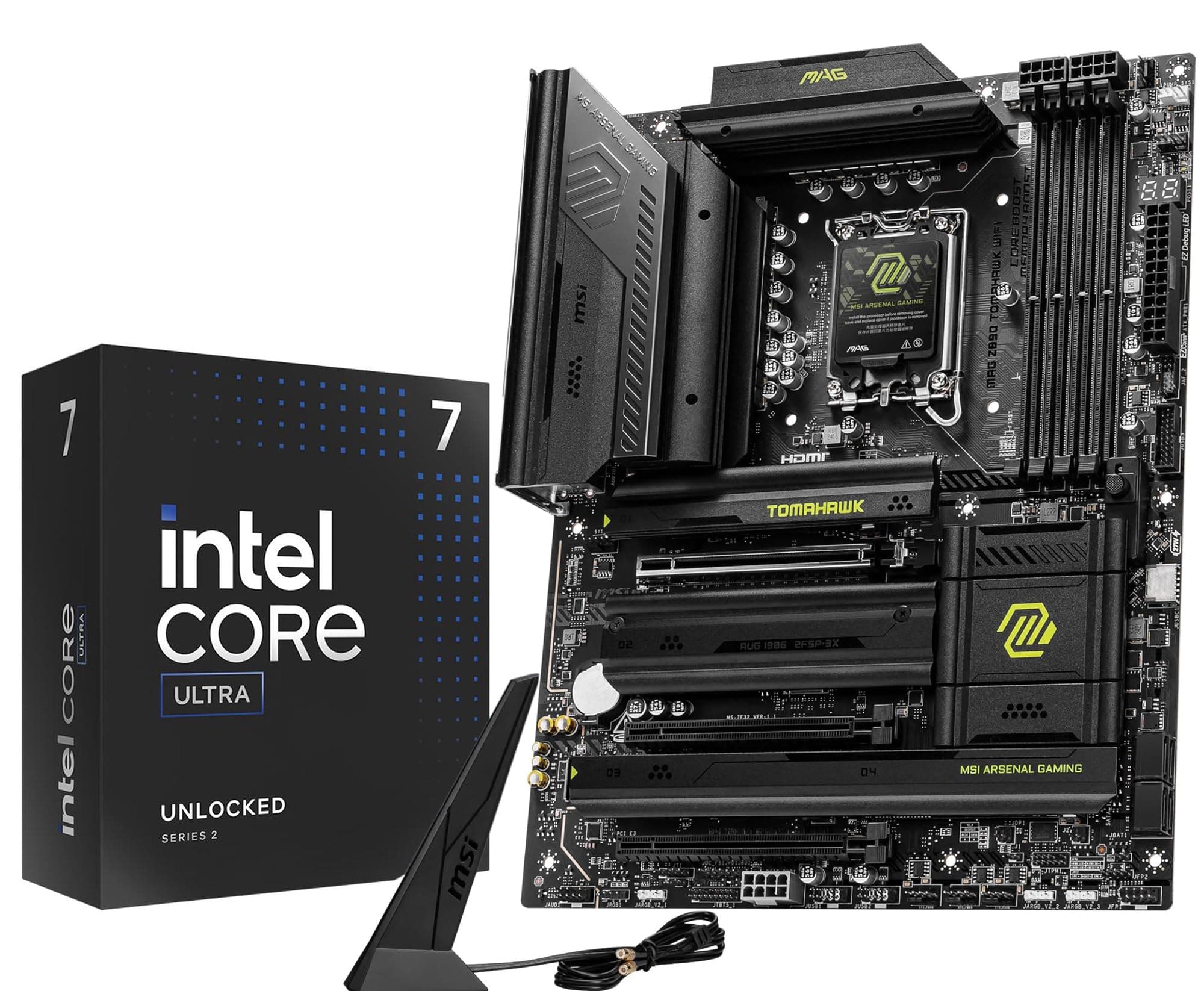 Micro Center CPU Motherboard Combo - Intel Core Ultra 7 265K 20-Cores Unlocked Desktop Processor with Msi MAG Z890 Tomahawk WiFi Gaming LGA 1851 ATX Motherboard