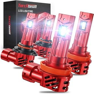 Torchbeam9005 H11 Bulbs, 6500K Cool White 90000LM 9005/HB3 H11/H8/H9/H16 Fog Light, Easy Install 3 Mins 60000Hrs Plug-N-Play, Pack of 4