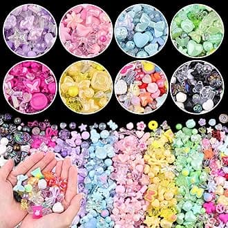 500-550PCS TINKRSTUFF Assorted 8 Mixed Colors Acrylic Beads For Bracelet Making, Cute Beads For Jewelry Making Flower Bow Butterfly GummyBear Aesthetic Bracelet Beads,DIY Necklace Keychain Phone Charm