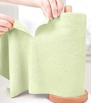 KitchLife Microfiber Cleaning Cloth Roll - Tear-Away Reusable Microfiber Paper Towels, Lint-Free, Washable, 20 Sheets for Kitchen, Car, Dishes, and Sensitive Surfaces (Light Green)